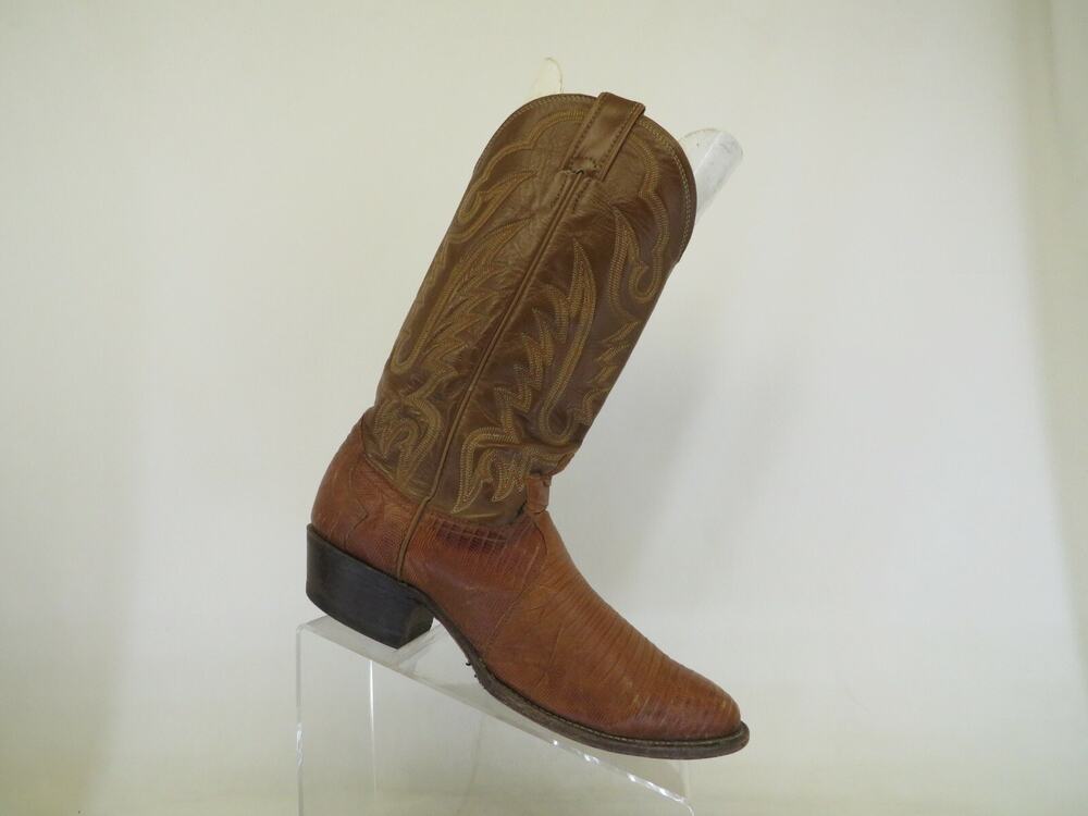 Justin Brown Leather Lizard Cowboy Western Boots Mens Size 8 E